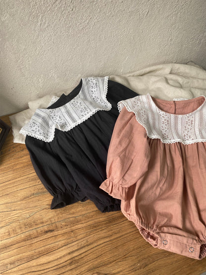 MyKids-USA® Autumn Arrival Flowers Pattern Lace Trim Baby Kids Girls Princess Long Sleeves Bodysuit