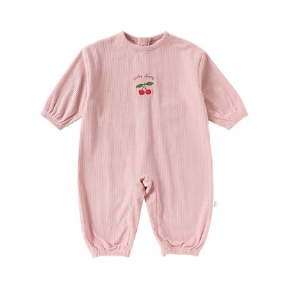 MyKids-USA® Autumn Arrival Baby Kids Unisex Long Sleeves Fruits Embroidered Corduroy Rompers