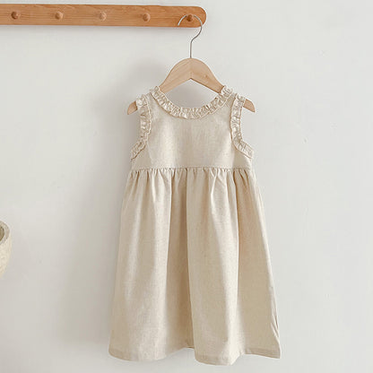 Summer Girls Solid Color Simple Ruffle Neck Sleeveless Onesies And Girls’ Dress – Princess Sister Matching Set, MyKids-USA®, Baby & Toddler Outfits, MyKids-USA - Size/Age - 66 (3-6M) - Color - Apricot -  -  - TR2404031705-A