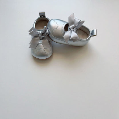 Winter and Autumn Baby Girl Fashion Solid Color Butterfly-bow Decorated Toddler Soft-Sole Anti-slip Walking Shoes, MyKids-USA®, First Steps & Crawlers, MyKids-USA - Size/Age - insole length 11.00 cm - Color - Silver -  -  - TR2512031827-B.