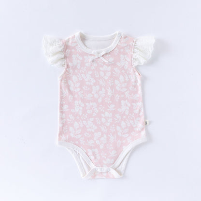 Summer Arrival Baby Girls Fly Sleeves Floral Pattern Onesies Bodysuits, MyKids-USA®, Baby One-Pieces, MyKids-USA - Size/Age - 66 (3-6M) - Color - Pink -  -  - TR2504112050-B