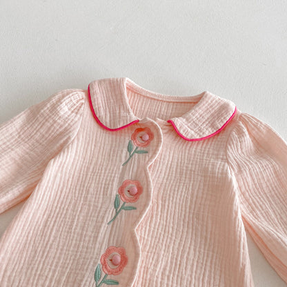 Spring Arrival Baby Girls Long Sleeves Rose Flowers Embroidered Pattern Rompers, MyKids-USA®, Baby One-Pieces, MyKids-USA -  -  -  -  -  -  - 