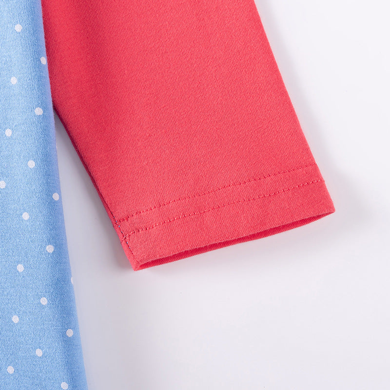 Autumn Arrival Cartoon Rabbit Pattern Long Sleeves Crew Neck Color Patchwork Dress for Stylish Girls, MyKids-USA®, Baby & Toddler Dresses, MyKids-USA -  -  -  -  -  -  - 