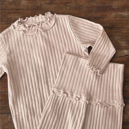 Autumn and Spring Baby Kids Girls Long Sleeves Solid Color Top and Pants Clothing Set, MyKids-USA®, Baby & Toddler Outfits, MyKids-USA - Size/Age - 66 (3-6M) - Color - Apricot -  -  - TR2601271429-A.