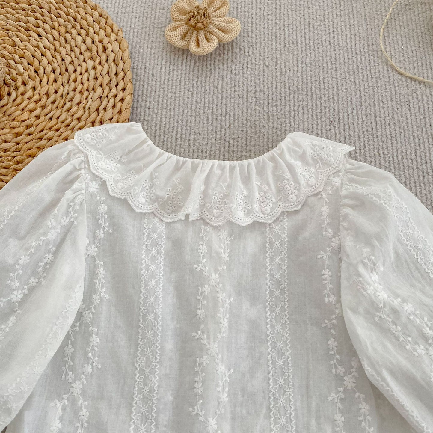 MyKids-USA® Arrival Autumn Baby Kids Girls Long Sleeves Flowers Pattern Embroidered Shirt