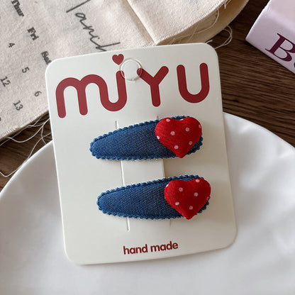 Collection of 2 Versatile Cute Cloth Design Hair Clips, MyKids-USA®, Hair Pins, Claws & Clips, MyKids-USA - Size/Age - Average Size (0-12Y） - Color - Red -  -  - TR2602031425-C.