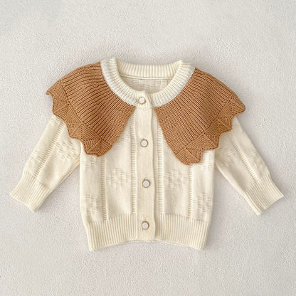 Autumn Arrival Baby Girls Comfortable Color Patchwork Knitted Long Sleeves Cardigan, MyKids-USA®, Cardigans, MyKids-USA - Size/Age - 66 (3-6M) - Color - Beige -  -  - TR2507242141-A
