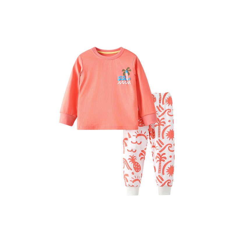 Spring and Autumn Kids Unisex Geometric Fruits Pattern Long Sleeves Top and Pants Clothing Set, MyKids-USA®, Baby & Toddler Outfits, MyKids-USA - Size/Age - 100 (2-3Y) - Color - Orange -  -  - TR2509212316-A