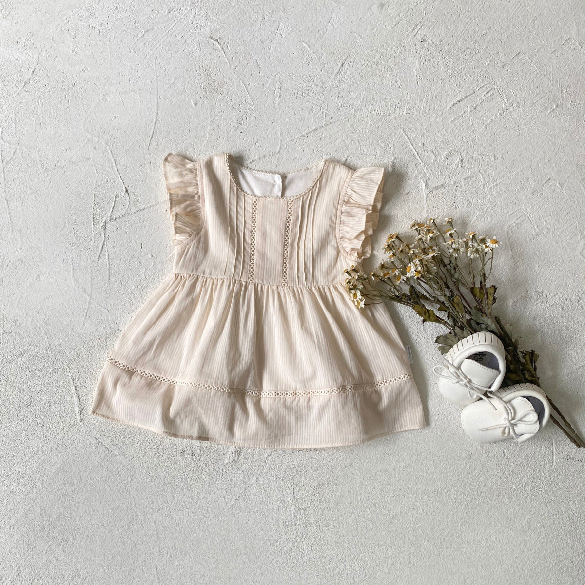 Summer Arrival Baby Girls Fly Sleeves Striped Dress