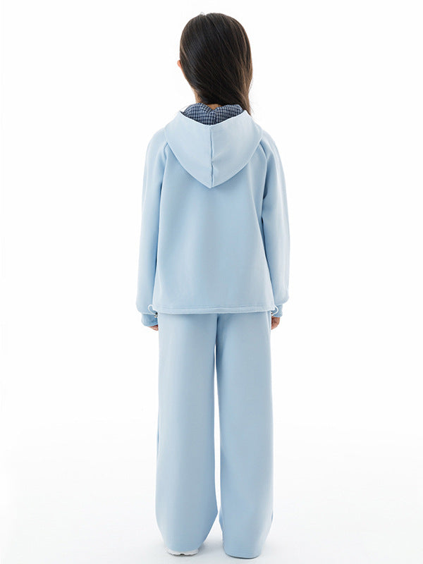 Arrival Autumn Kids Girls Long Sleeves Puppy Pattern Hoodie and Blue Pants Clothing Set