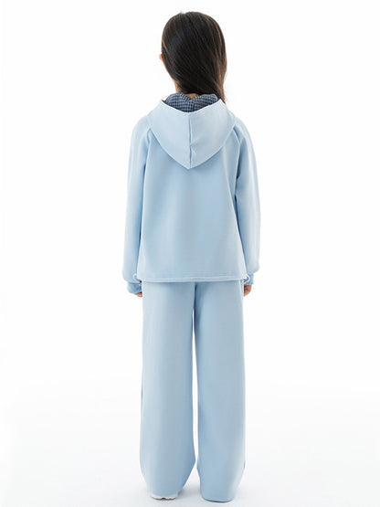 Arrival Autumn Kids Girls Long Sleeves Puppy Pattern Hoodie and Blue Pants Clothing Set