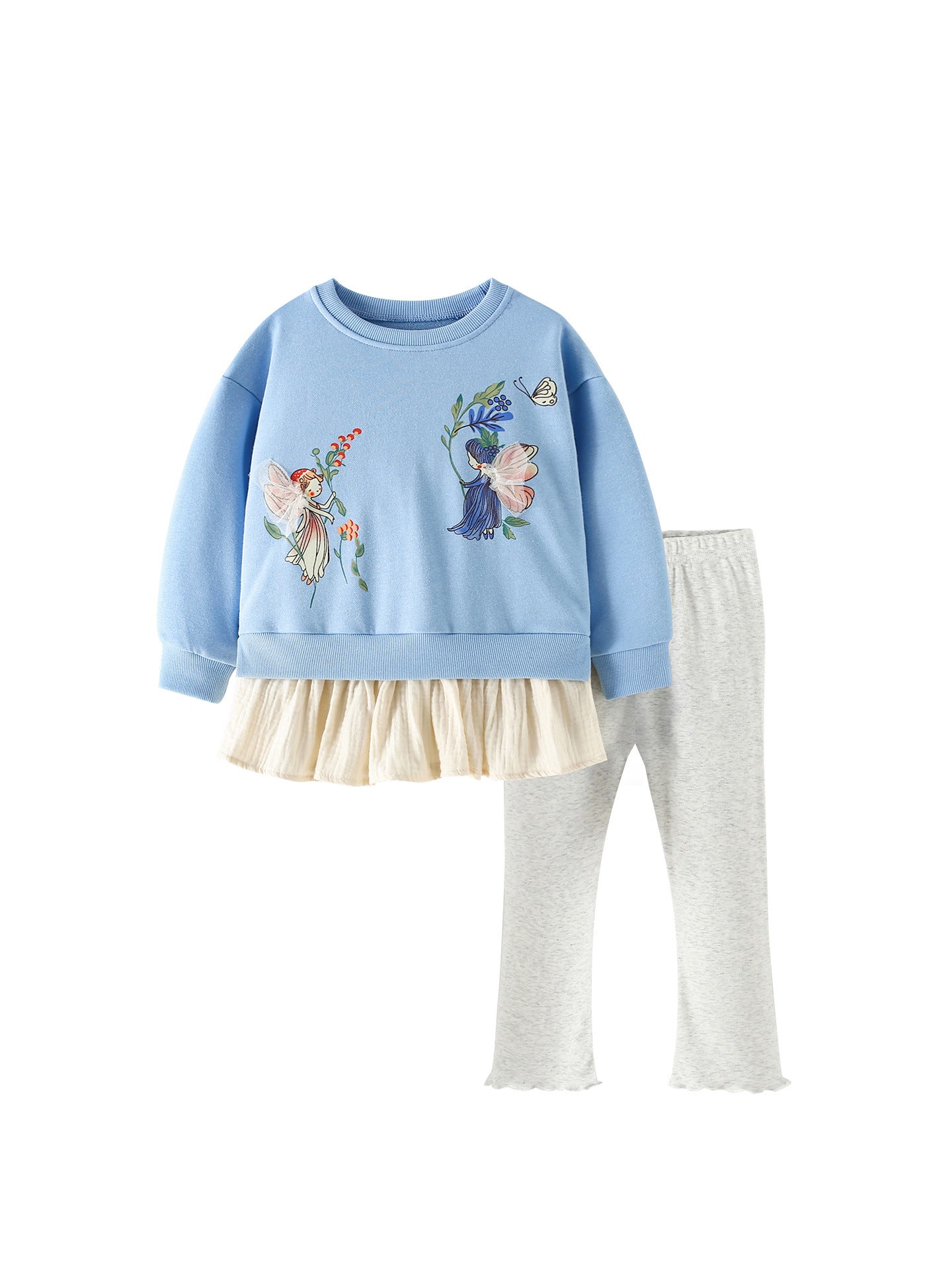 MyKids-USA® Winter and Autumn Baby Kids Girls Cartoon Pattern Long Sleeves Sweatshirt and Solid Color Pants Clothing Set