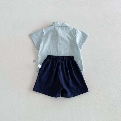 Summer Baby Kids Boys Short Sleeves Striped Shirt and Plain Shorts Clothing Set, MyKids-USA®, Baby & Children's Outfits, MyKids-USA -  -  -  -  -  -  - .