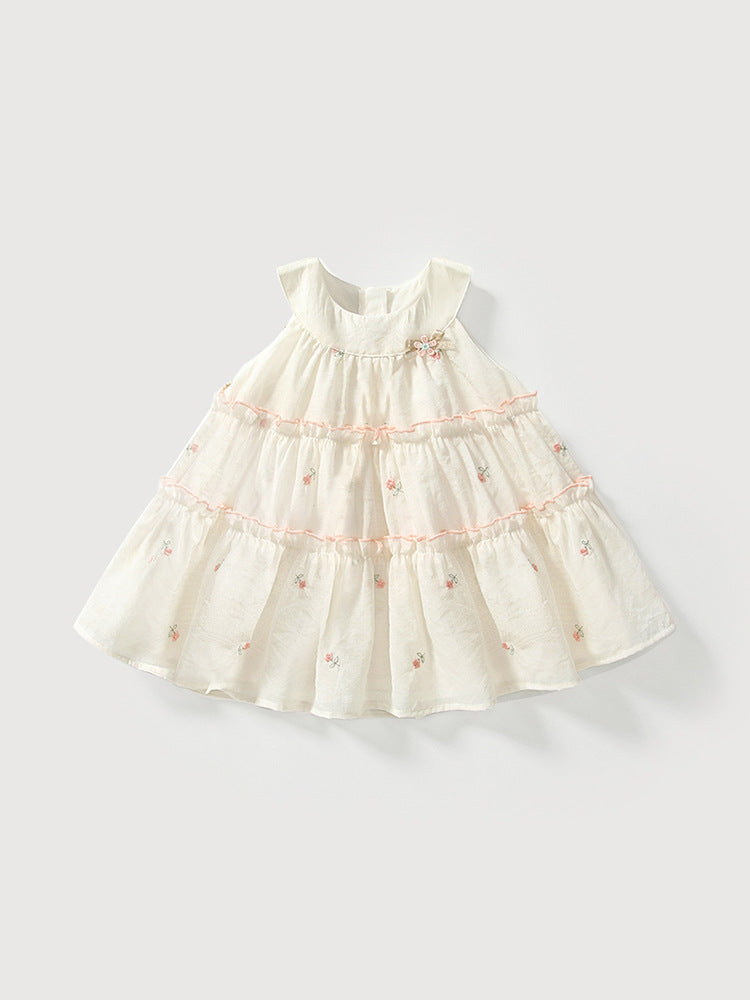 Summer Arrival Baby Girls Cute Floral Embroidered Pattern Sleeveless Dress, MyKids-USA®, Baby & Toddler Dresses, MyKids-USA - Size/Age - 80 (9-12M) - Color - Beige -  -  - TR2504291941-A