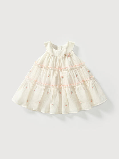 Summer Arrival Baby Girls Cute Floral Embroidered Pattern Sleeveless Dress, MyKids-USA®, Baby & Toddler Dresses, MyKids-USA - Size/Age - 80 (9-12M) - Color - Beige -  -  - TR2504291941-A