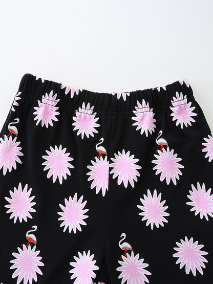 Arrival Summer Baby Kids Girls Short Sleeves Cartoon Pattern T-shirt and Floral Shorts Clothing Set