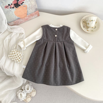 Winter and Autumn Baby Kids Girls Sleeveless Dots Pattern Dress and Plain Top Clothing Set, MyKids-USA®, Baby & Toddler Outfits, MyKids-USA -  -  -  -  -  -  - 