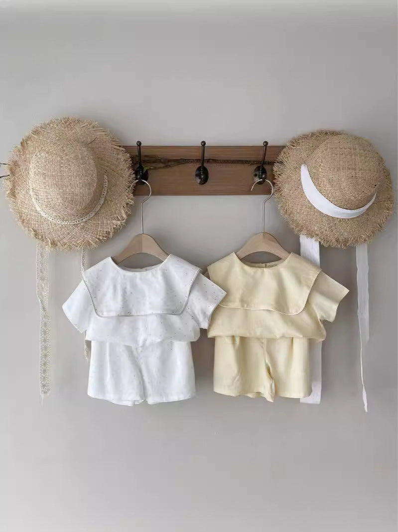 Arrival Summer Baby Kids Short Sleeves Cute Top and Shorts Fashion Clothing Set