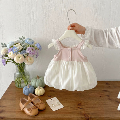 Summer Baby Kids Girls Sleeveless Color Patchwork Dress