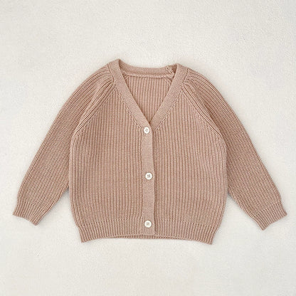 Autumn Arrival Baby Kids Unisex Comfortable Solid Color Knitted Long Sleeves V Neck Cardigan, MyKids-USA®, Cardigans, MyKids-USA -  -  -  -  -  -  - 