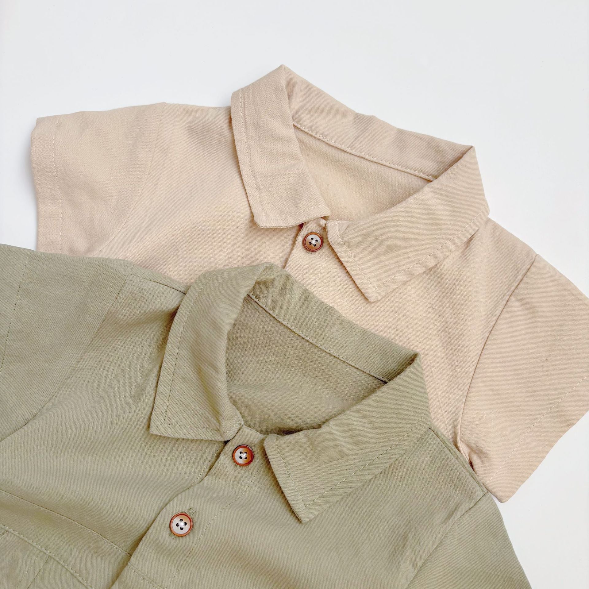 Summer Arrival Baby Boys Casual Solid Color Single Breasted Short Sleeves Rompers, MyKids-USA®, Baby One-Pieces, MyKids-USA -  -  -  -  -  -  - 