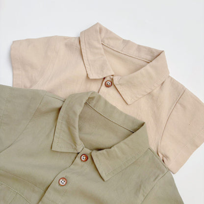 Summer Arrival Baby Boys Casual Solid Color Single Breasted Short Sleeves Rompers, MyKids-USA®, Baby One-Pieces, MyKids-USA -  -  -  -  -  -  - 