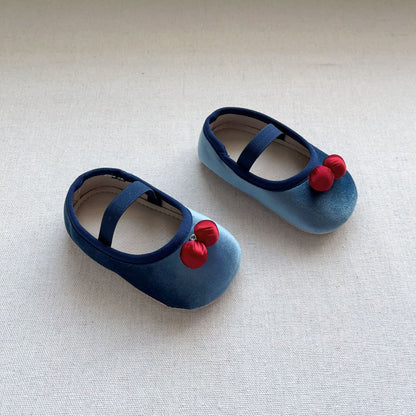 Autumn Baby Girl Vintage Design Double-Cherry Attached Toddler Soft-Sole Anti-slip Walking Shoes, MyKids-USA®, Baby & Toddler Shoes, MyKids-USA - Size/Age - insole length 11.00 cm - Color - Blue -  -  - TR2410071710-B