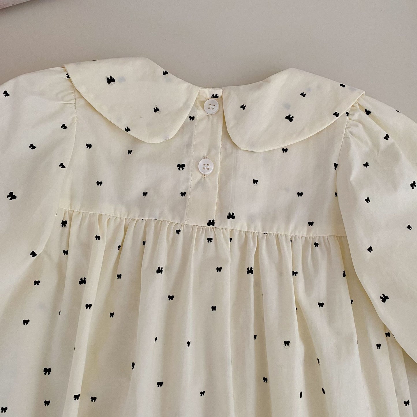Arrival Spring Baby Girls Butterfly-bows Pattern Long Sleeves Peter Pan Collar Bodysuit