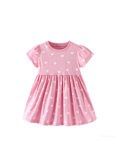 Summer Arrival Short Sleeves Hearts Pattern Dress for Stylish Girls, MyKids-USA®, Baby & Children's Dresses, MyKids-USA -  -  -  -  -  -  - .