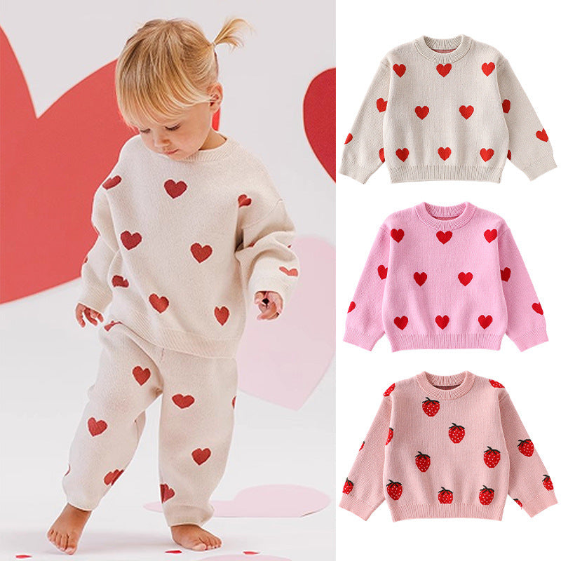 Autumn and Winter Arrival Baby Kids Girls Long Sleeves Hearts Pattern Crew Neck Sweater, MyKids-USA®, Sweaters, MyKids-USA -  -  -  -  -  -  - 