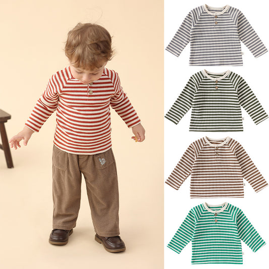 Autumn Arrival Baby Kids Unisex Striped Pattern Long Sleeves Top, MyKids-USA®, Baby & Toddler Tops, MyKids-USA -  -  -  -  -  -  - 