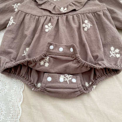 Arrival Spring and Autumn Flowers Embroidered Pattern Baby Kids Girls Onesies and Dress – Princess Sister Matching Set
