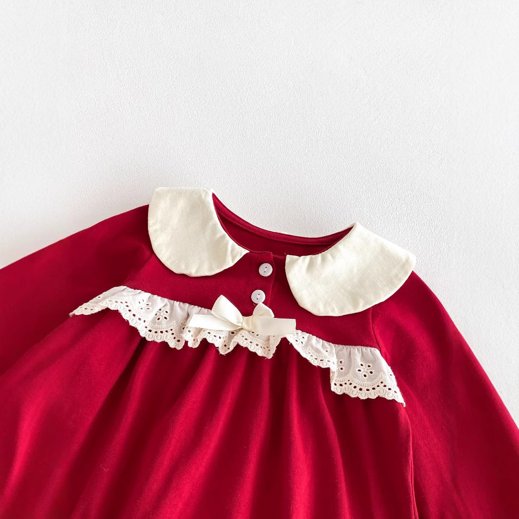 Autumn Arrival Baby Girls Long Sleeves Color Patchwork Peter Pan Collar Onesies, MyKids-USA®, Bodysuits, MyKids-USA -  -  -  -  -  -  - 