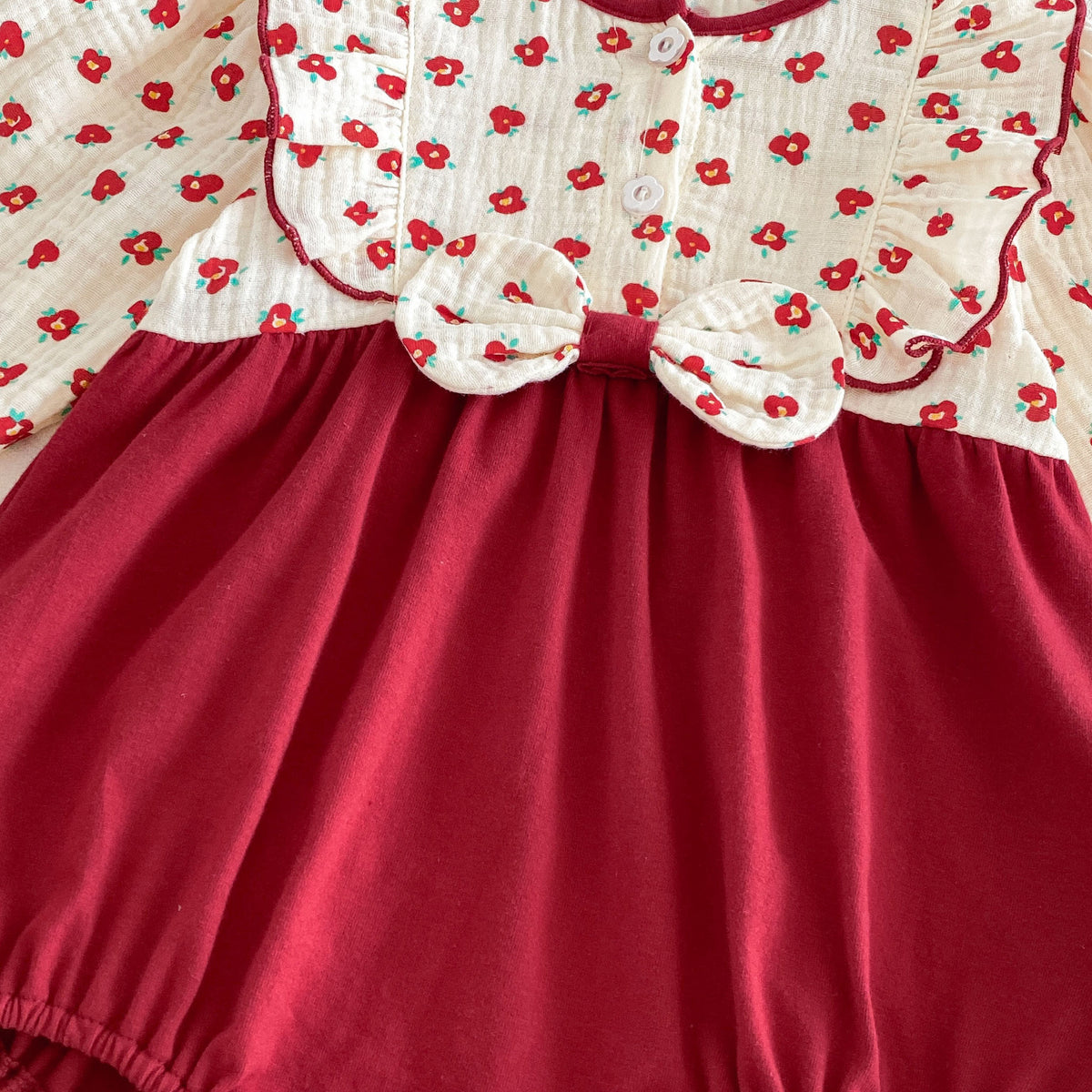 MyKids-USA® Baby Girls Long Sleeves Color Patchwork Floral Bodysuit