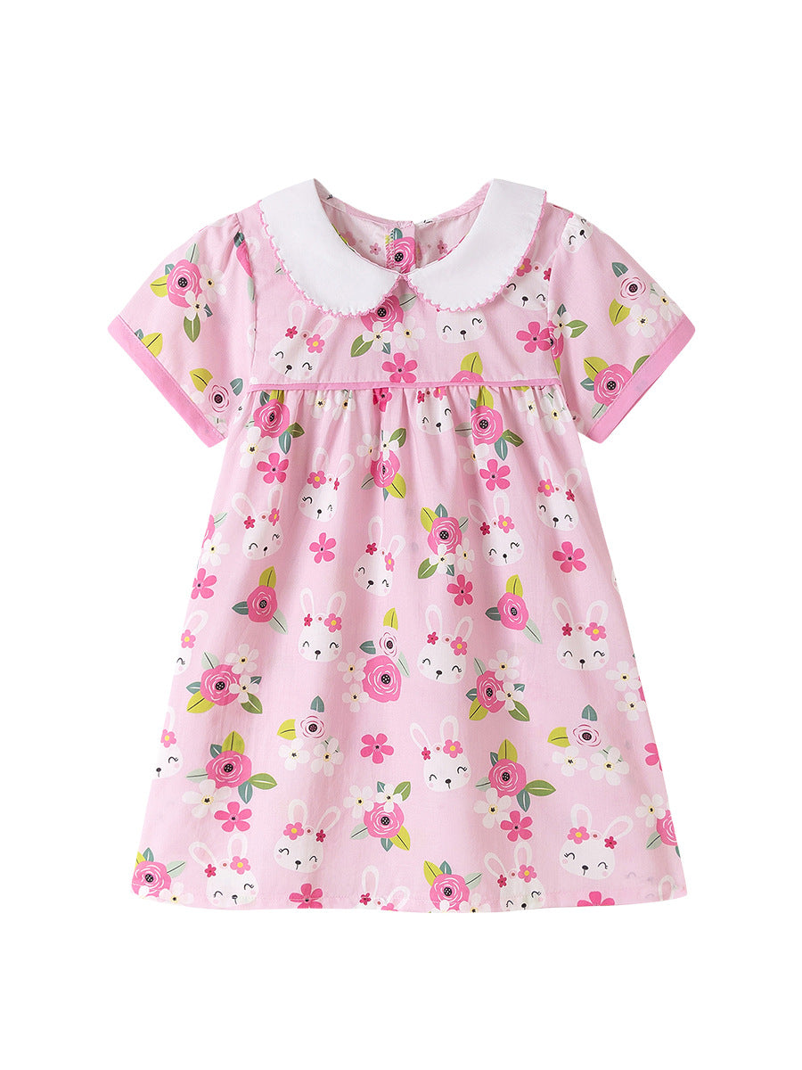Summer Arrival Flowers and Cartoon Pattern Short Sleeves Dress for Stylish Girls, MyKids-USA®, Baby & Children's Dresses, MyKids-USA -  -  -  -  -  -  - .