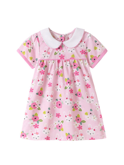 Summer Arrival Flowers and Cartoon Pattern Short Sleeves Dress for Stylish Girls, MyKids-USA®, Baby & Children's Dresses, MyKids-USA -  -  -  -  -  -  - .
