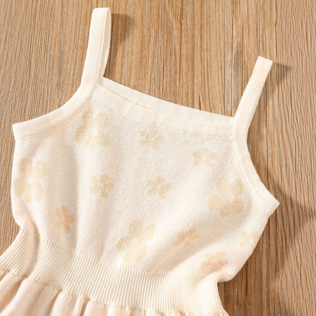 Summer Baby Kids Girls Sleeveless Floral Pattern Knitted Strap Dress, MyKids-USA®, Baby & Toddler Dresses, MyKids-USA -  -  -  -  -  -  - 
