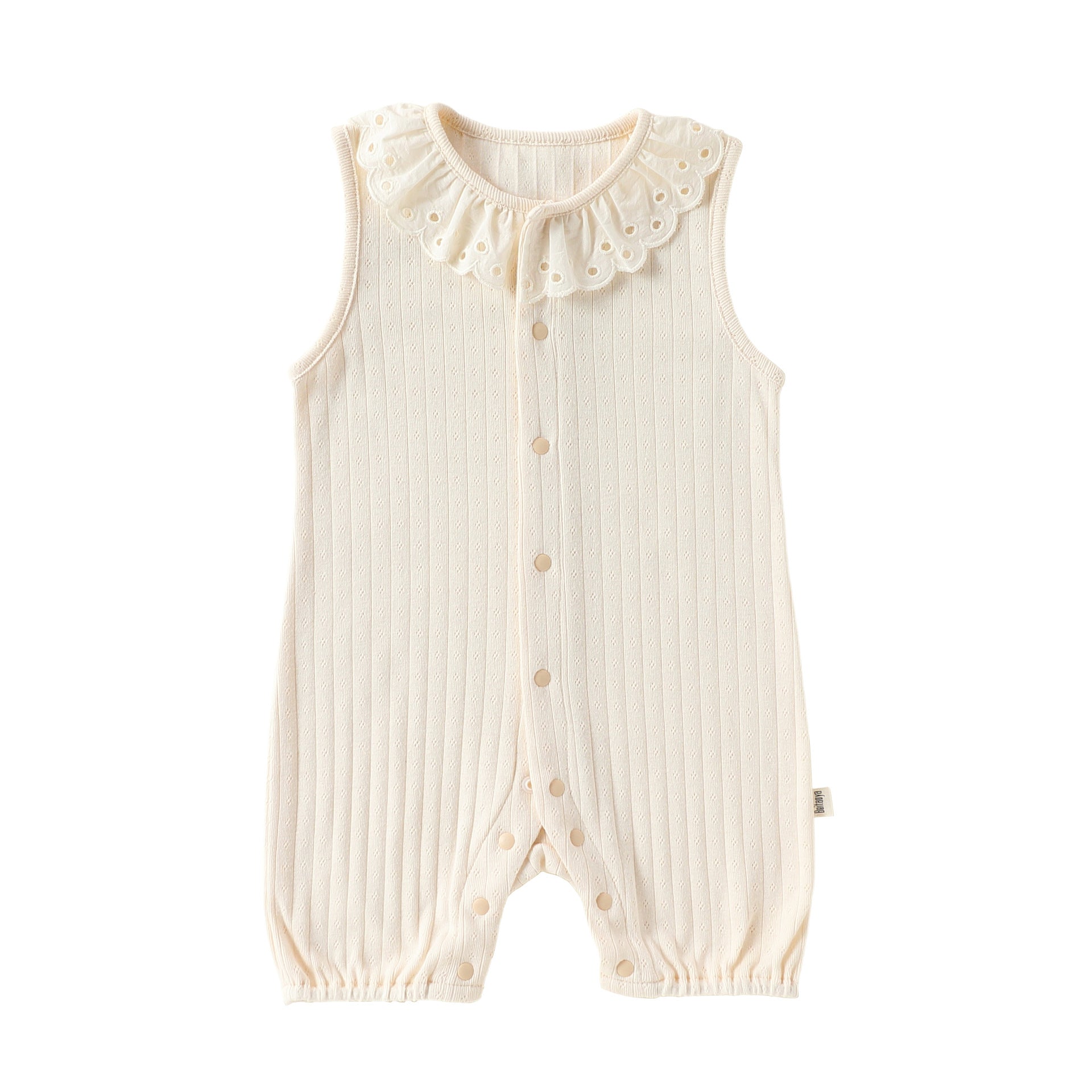 Summer Arrival Baby Girls Sleeveless Lace Trim Collar Single Breasted Rompers Bodysuits, MyKids-USA®, Baby & Children's One-Pieces, MyKids-USA - Size/Age - 66 (3-6M) - Color - Apricot -  -  - TR2604272356-A.
