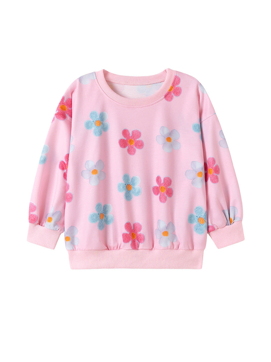 Autumn Arrival Kids Girls Colorful Flowers Pattern Crew Neck Long Sleeves Top, MyKids-USA®, Shirts, MyKids-USA -  -  -  -  -  -  - 