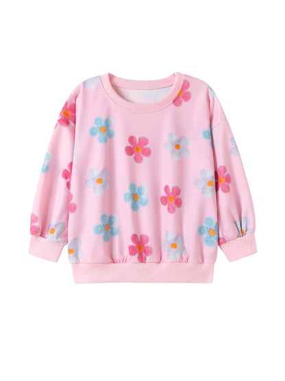 Autumn Arrival Kids Girls Colorful Flowers Pattern Crew Neck Long Sleeves Top, MyKids-USA®, Shirts, MyKids-USA -  -  -  -  -  -  - 