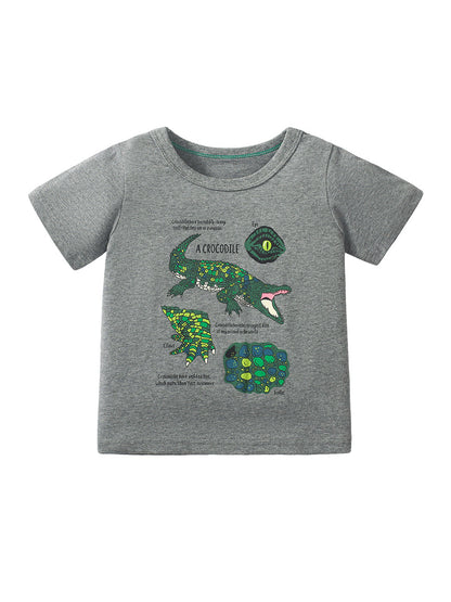 Kids Crocodile Print T-Shirt In European And American Style For Summer