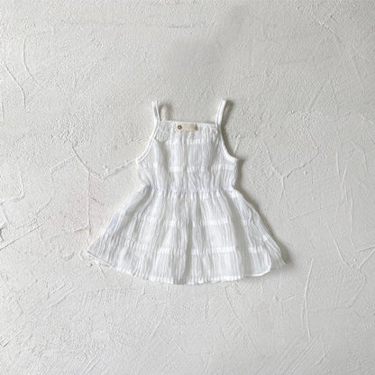MyKids-USA® Summer Arrival Baby Girls Sleeveless Lace Trim Strap Dress