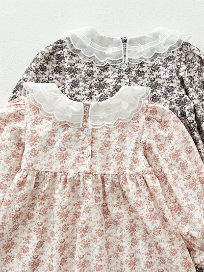 Spring and Autumn Floral Printed and Embroidered Long-sleeved Dress with Lace Collar for Stylish Girls, MyKids-USA®, Baby & Toddler Dresses, MyKids-USA -  -  -  -  -  -  - 