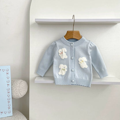 Autumn Arrival Baby Girls Comfortable Rabbits Pattern Knitted Long Sleeves Cardigan, MyKids-USA®, Cardigans, MyKids-USA - Size/Age - 66 (3-6M) - Color - Blue -  -  - TR2507242131-B