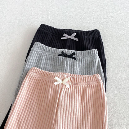 MyKids-USA® Arrival Autumn Plain Butterfly-bows Decorated Pants for Girls