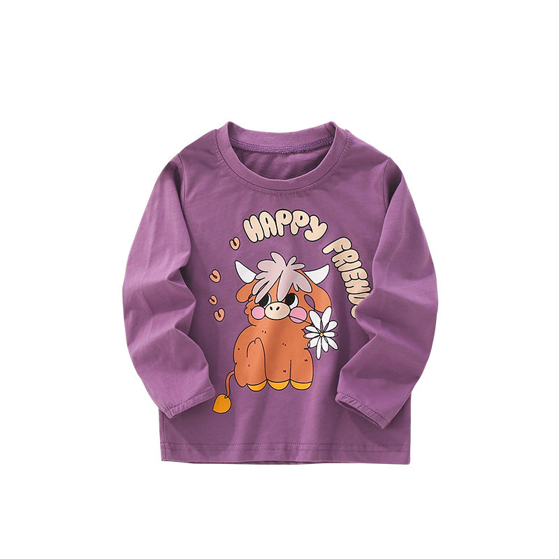 Autumn and Spring Arrival Animals Cartoon Pattern Long Sleeves Top for Stylish Boys, MyKids-USA®, T-Shirts, MyKids-USA - Size/Age - 100 (2-3Y) - Color - Purple -  -  - TR2509182328-A