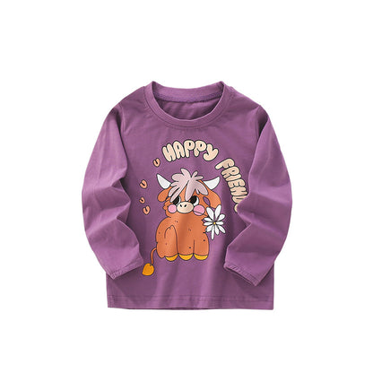 Autumn and Spring Arrival Animals Cartoon Pattern Long Sleeves Top for Stylish Boys, MyKids-USA®, T-Shirts, MyKids-USA - Size/Age - 100 (2-3Y) - Color - Purple -  -  - TR2509182328-A