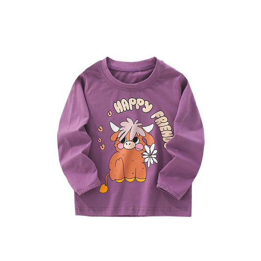 Autumn and Spring Arrival Animals Cartoon Pattern Long Sleeves Top for Stylish Boys, MyKids-USA®, T-Shirts, MyKids-USA - Size/Age - 100 (2-3Y) - Color - Purple -  -  - TR2509182328-A