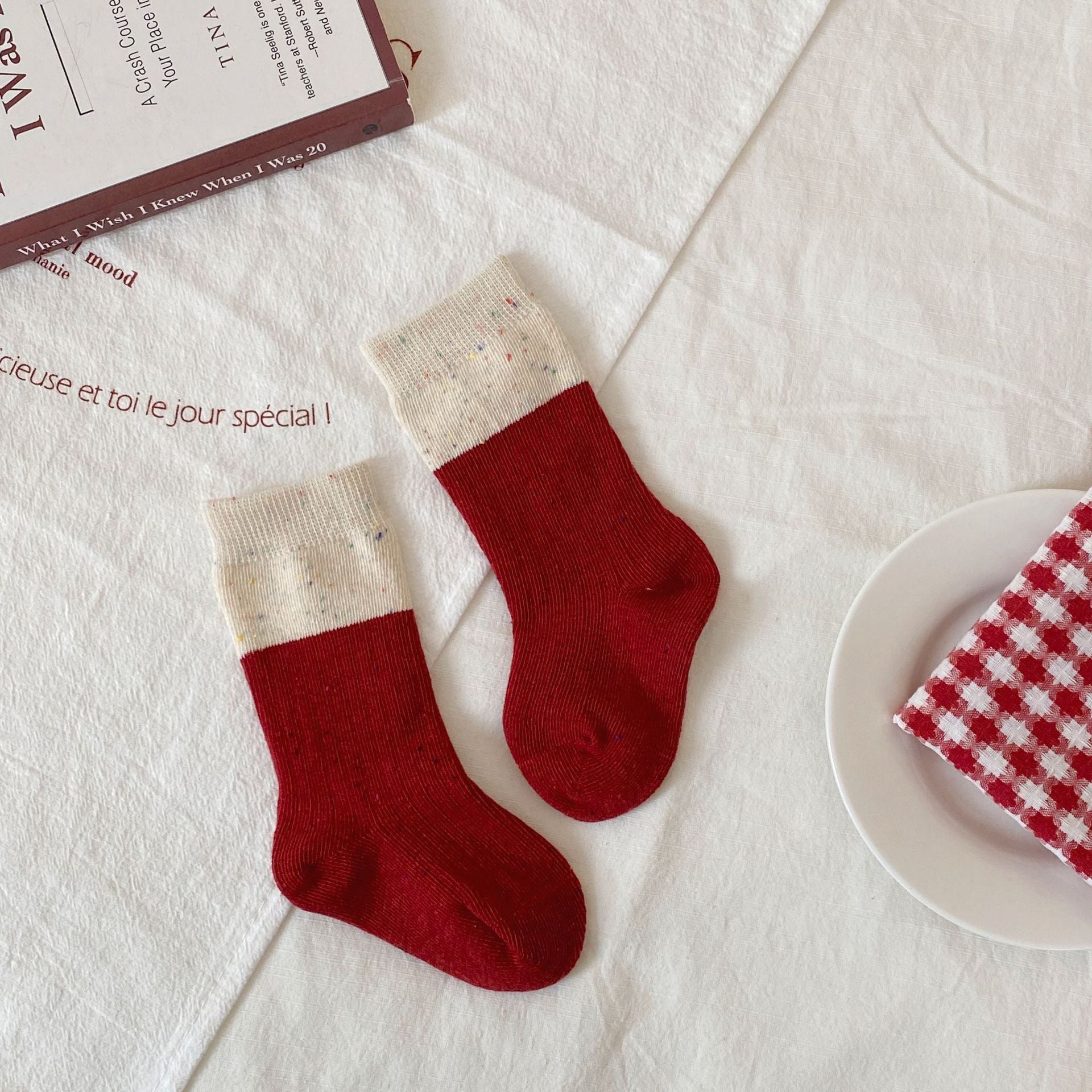 Autumn and Winter Baby Girls Breathable Simple Red Socks, MyKids-USA®, Baby & Toddler Socks & Tights, MyKids-USA - Size/Age - S (0-1Y) - Color - Beige -  -  - TR2512101717-A.