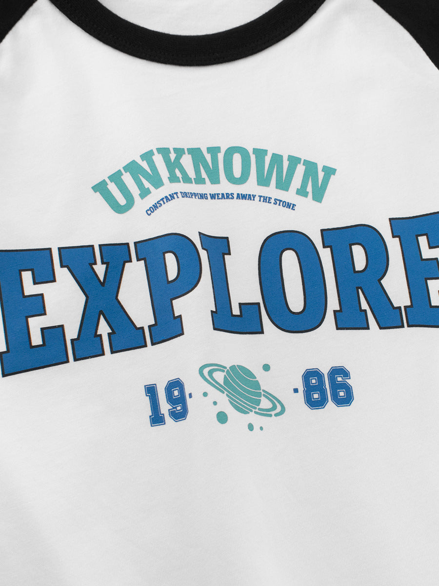 Summer Boys’ Letters Pattern T-shirt in European and American Style